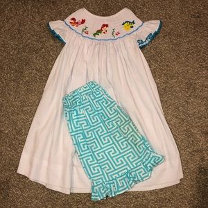 Disney Ariel Smocked Shorts Set